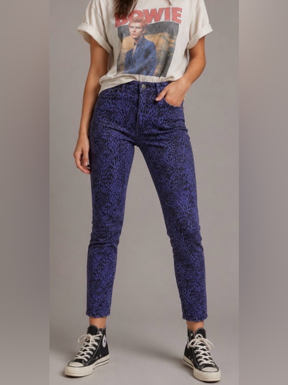 Material Girl Vibrant Blue Animal Print 80s Style Jeans Size 26